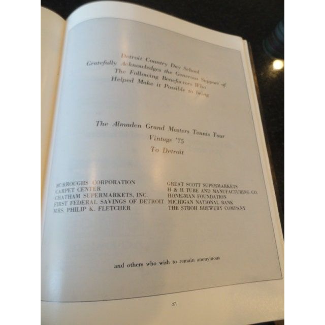 Vintage ’75 Bobby Riggs Signed Autographed GRAND MASTERS’ Tennis Program Detroit MI