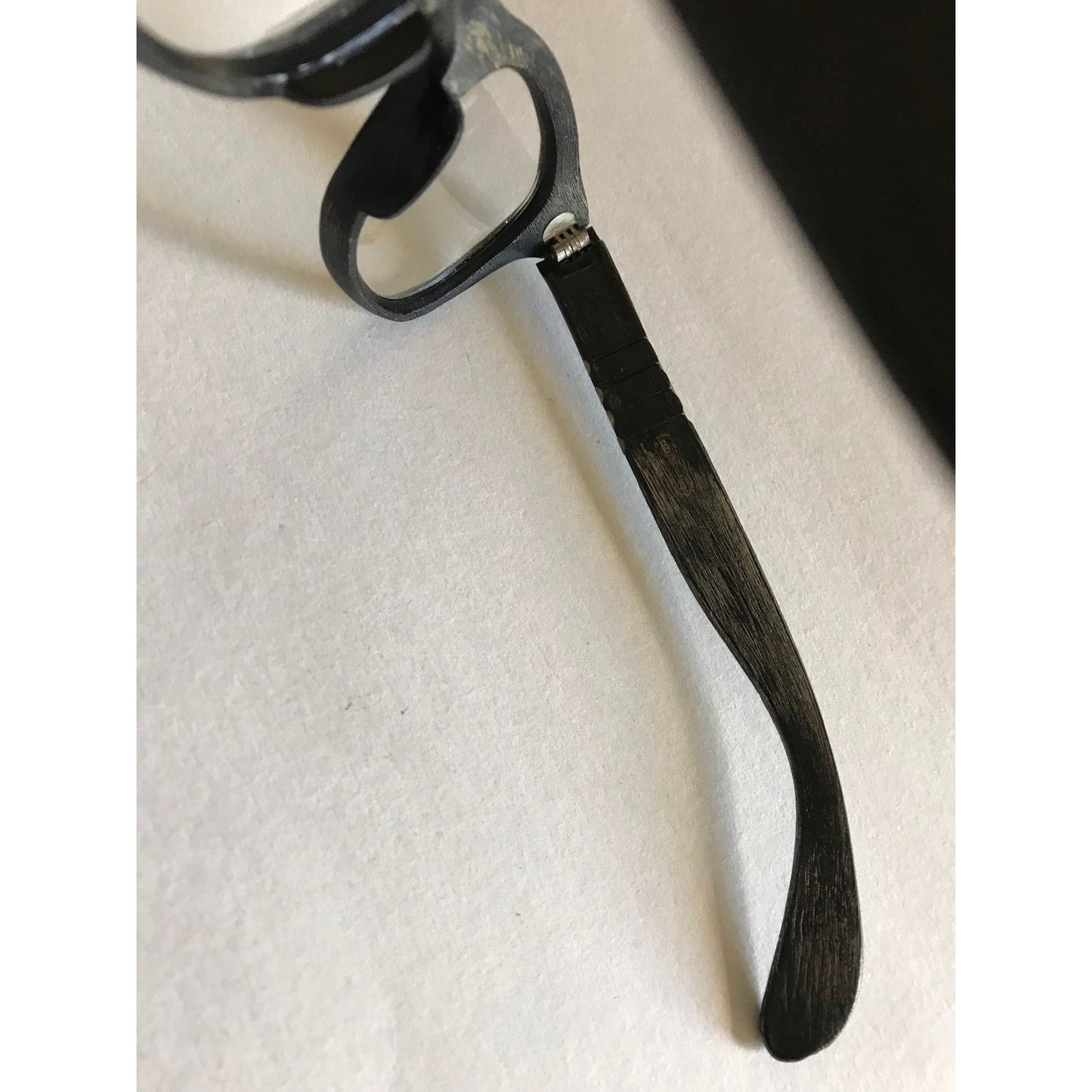 Vintage Eye Glasses 1940's-1950’s Browline Glasses Black RA111 Made In Italy Wood Frames With Silver Tones