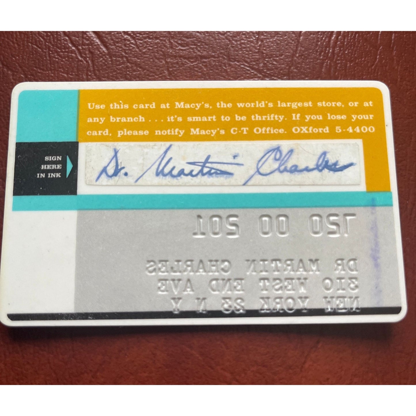 Vintage Macy's C-T Account Card 1950's - 1960's Collectors Credit Card - Herald Square New York City