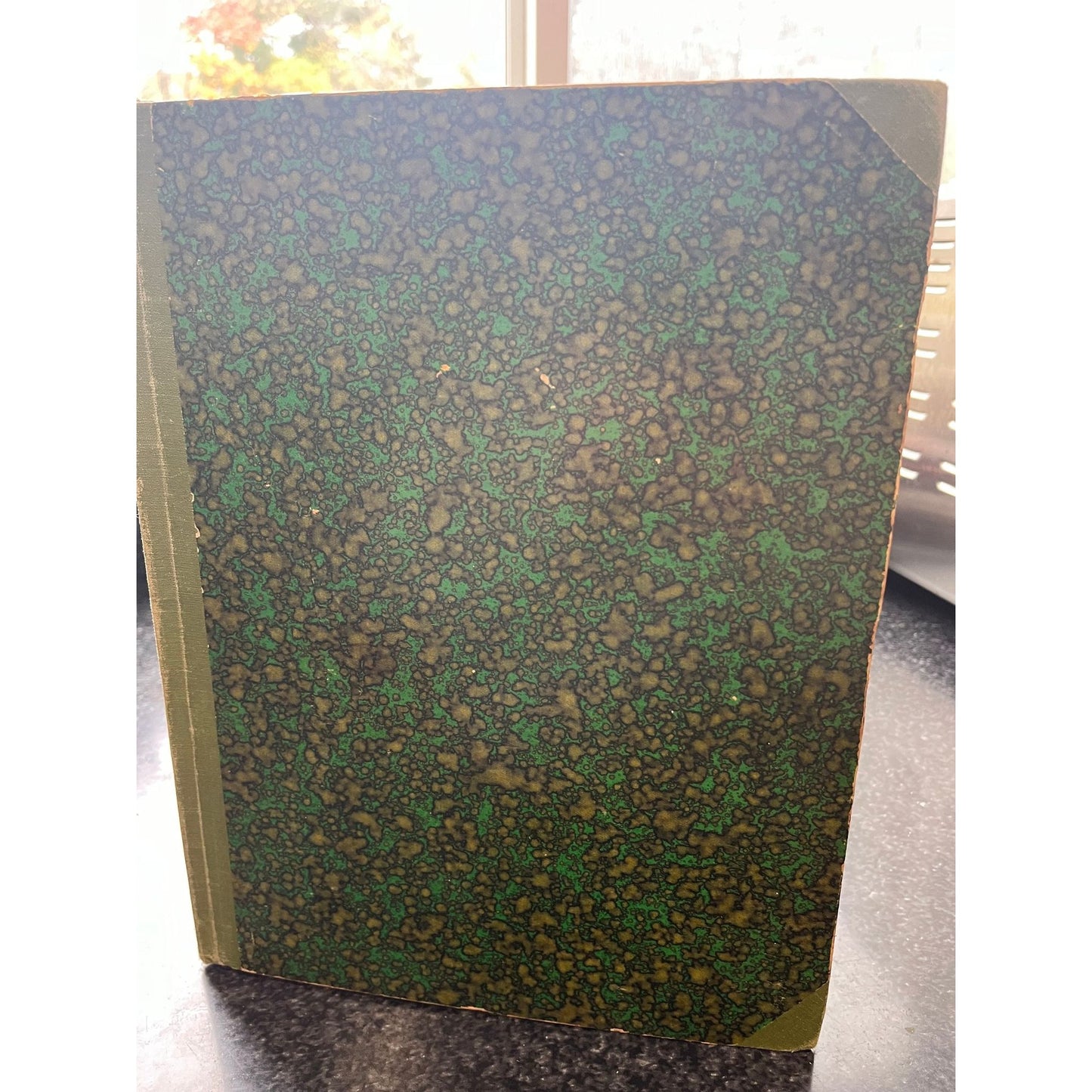 Antique 1900 Hungarian World Atlas Book 34 Pages Green Marbled Boards String Binding Made In Budapest