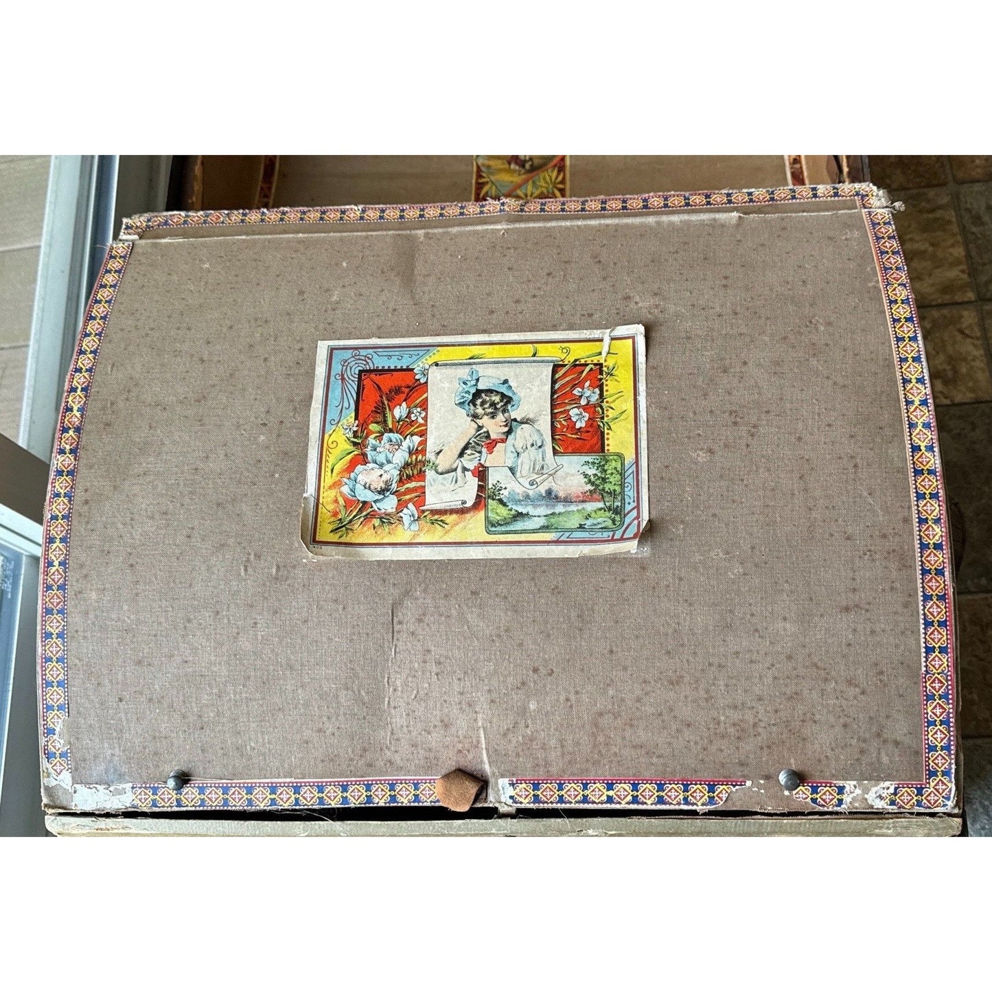 Antique 1899 Wescott Express Co. Domed Steamer Trunk Graphics & Inside Divided Drawer Metal Lock And Bracketts