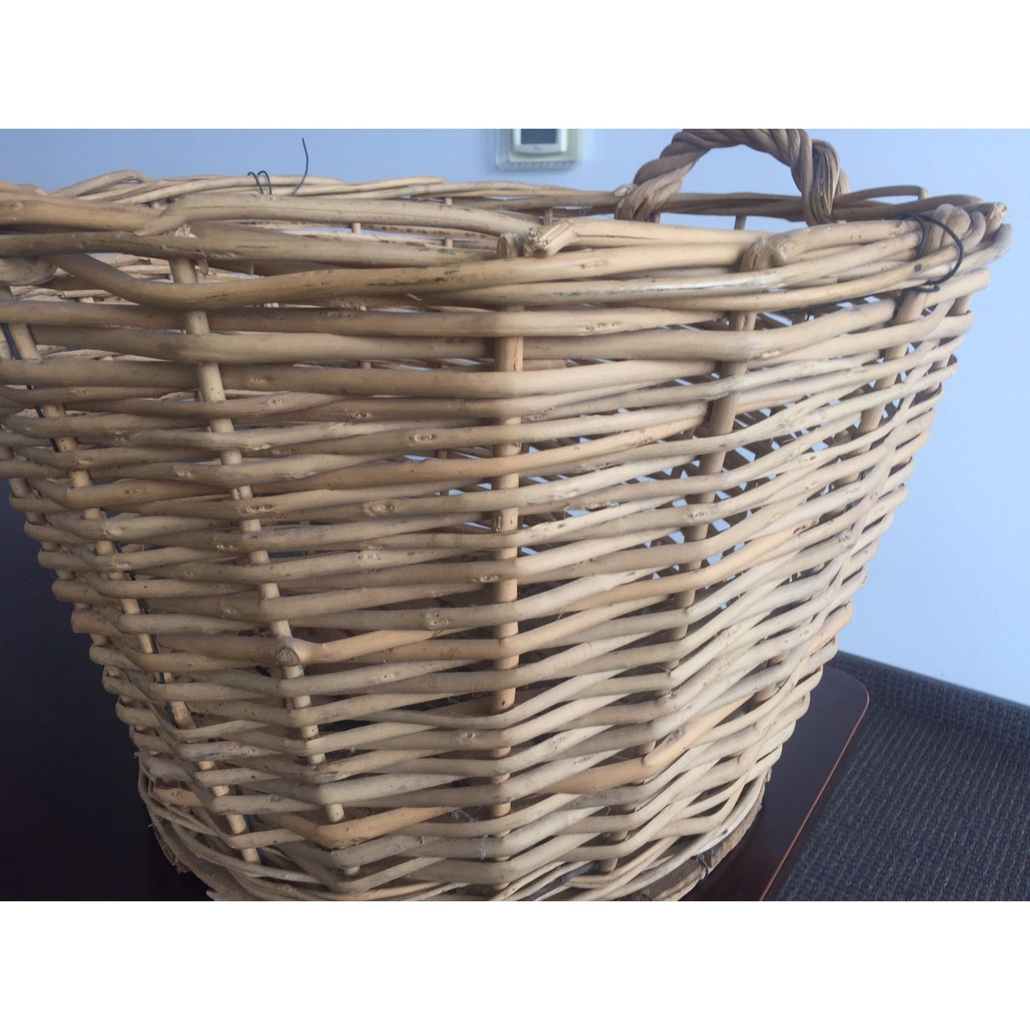 Vintage Carboy Demijohn Wine Wicker Basket Base With Straw Wicker Handles