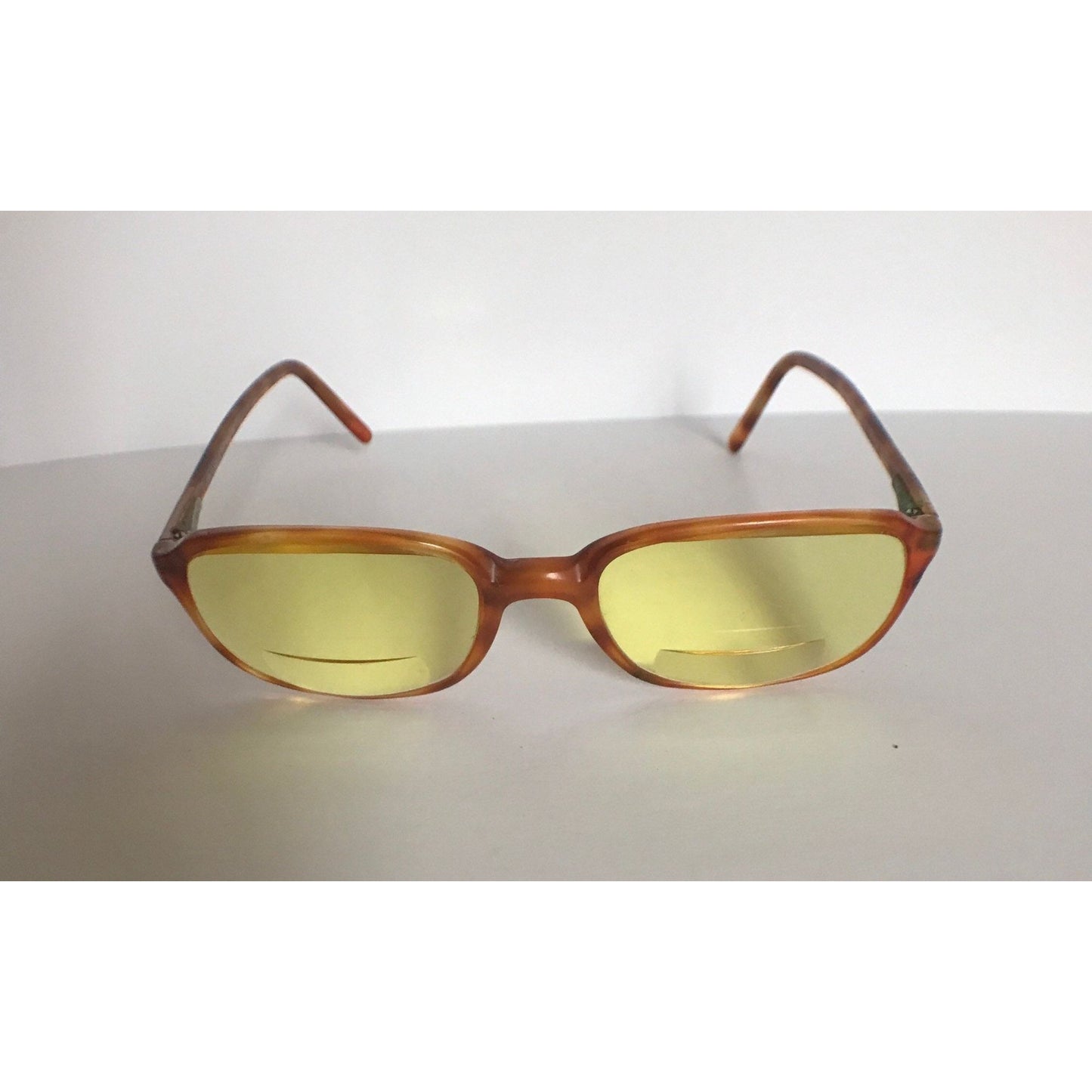 Vtg Tortoise Shell Rectangle Eyeglasses Yellow Tinted GIORGIO ARMANI Plastic 2055 015 51018 140 Made in Italy