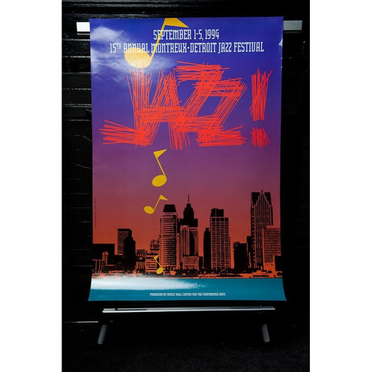 15th Annual Montreux Detroit Jazz Festival Poster "JAZZ" Detroit Sky Line 1994