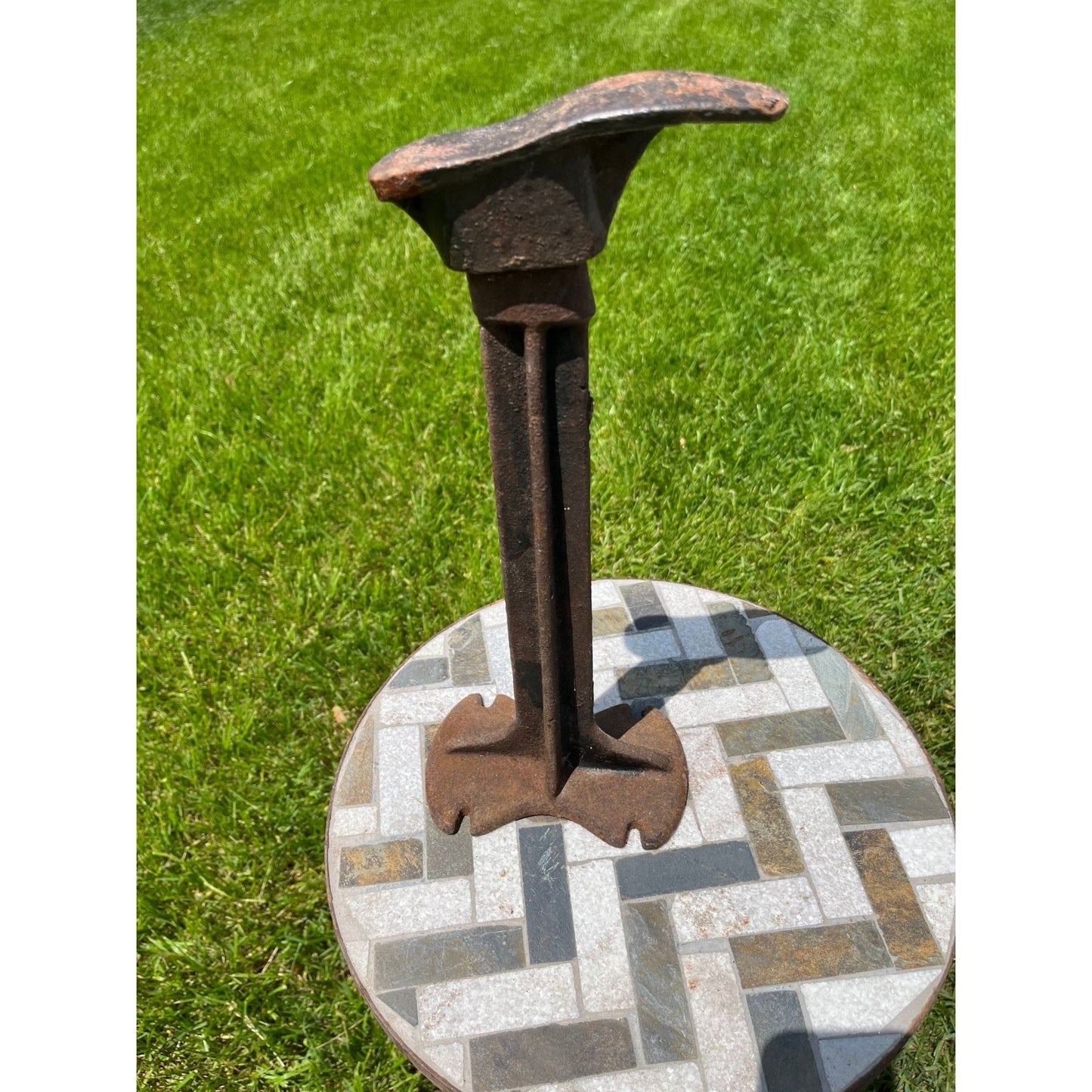 Antique Cobbler’s Shoe Stand 14 1/2” Tall Cast Iron Foot Size 5 1/2 Primitive Farmhouse Set Design