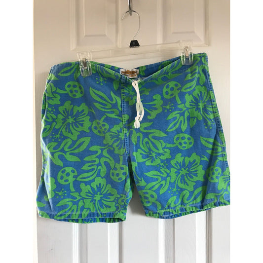 Vtg 1960's Surfers Catalina Martin Jammies Swim Trunks Size S Mod Blue & Green Flower Mushrooms