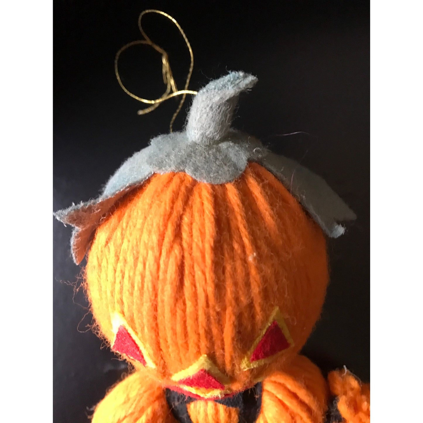 Vintage 1960's Handmade Pumpkin Halloween Doll Made In Japan Original Label Gold Thread Tag For Hanging