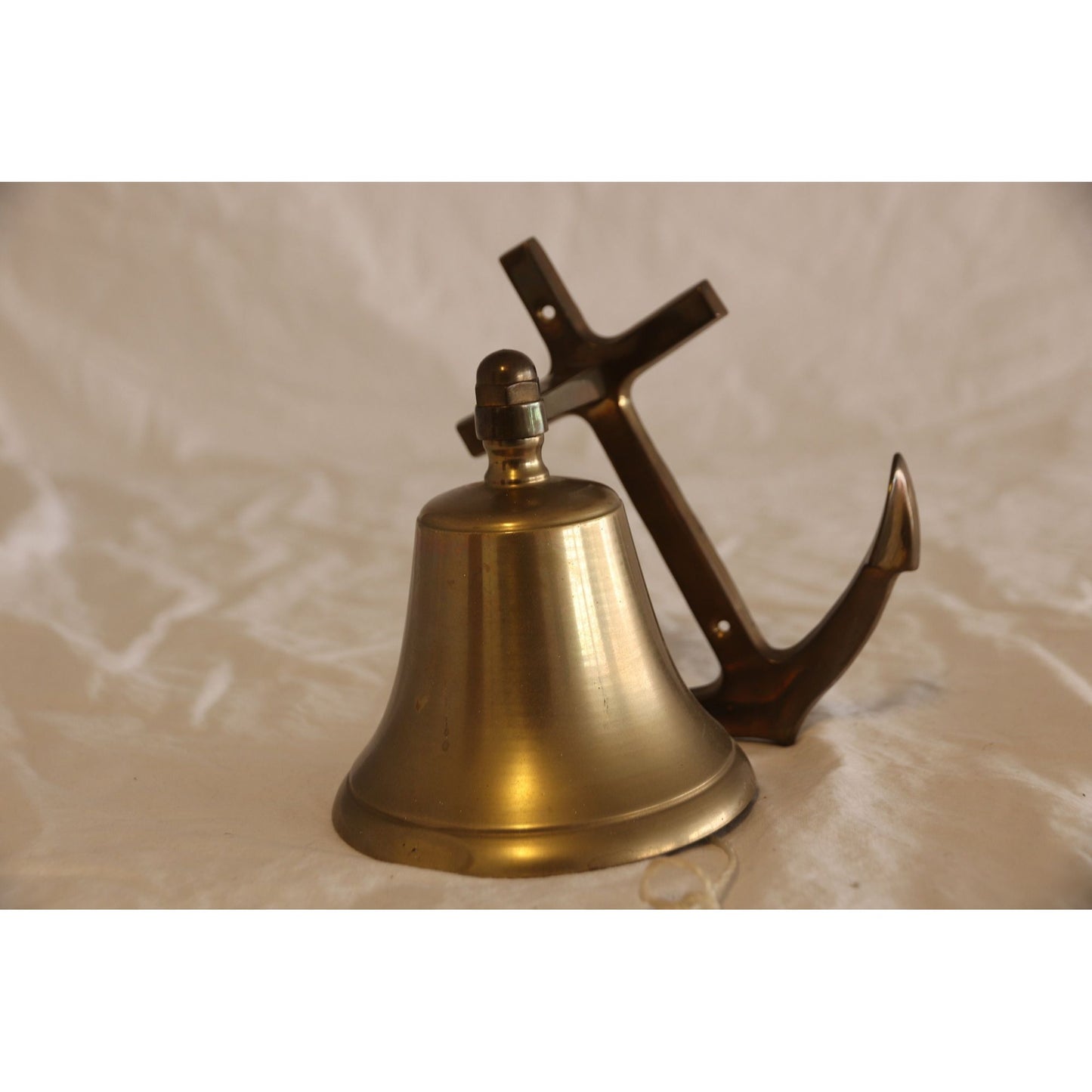 Vintage Solid Brass Anchor Door Knocker Bell Mid Century 1970's