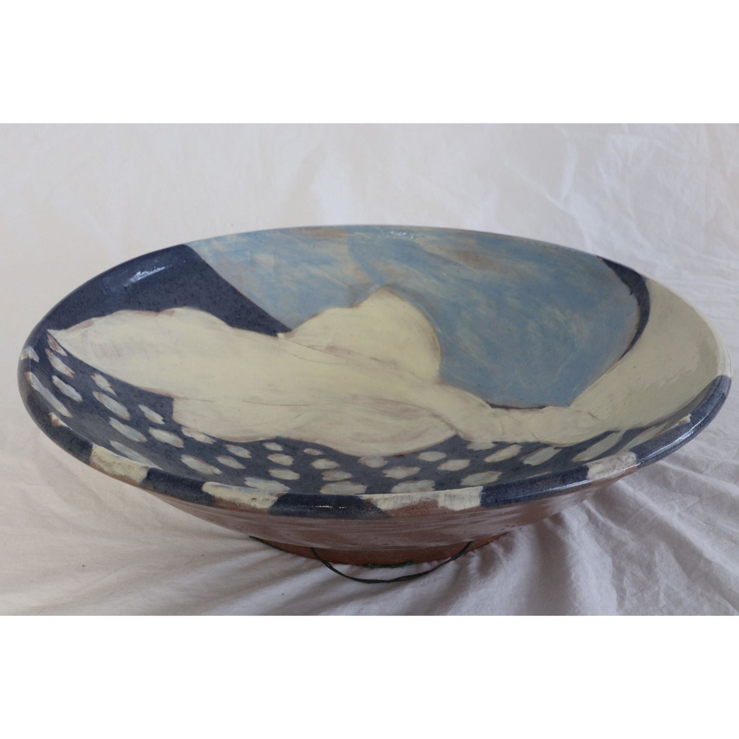 Vintage 1970’s Handmade Extremely Large "Cloud" Pottery Bowl Signed By Artist Frantz 79