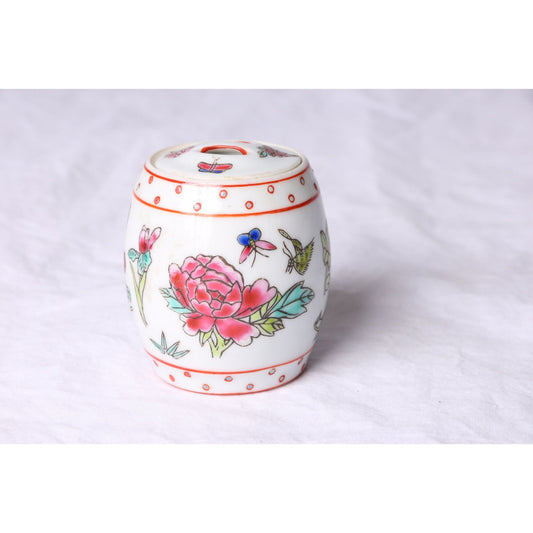 Vintage Miniature Chinese Garden Stool Miniature Chinese Jar With Lid Made In China 2 1/2"