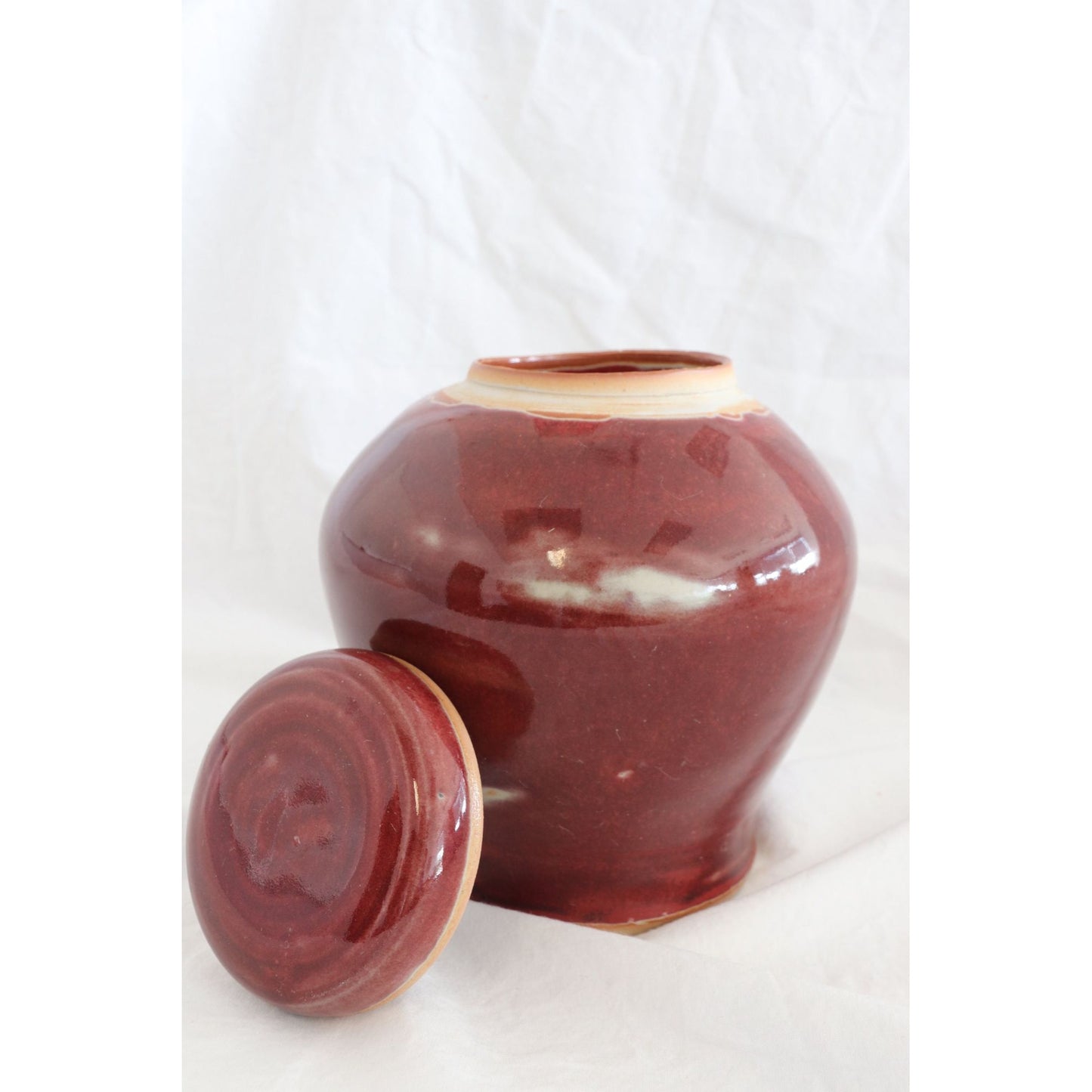 Vintage Ginger Pot With Lid Ceramic Handmade Pottery Hand Glazed Reddish Signed By The Artist