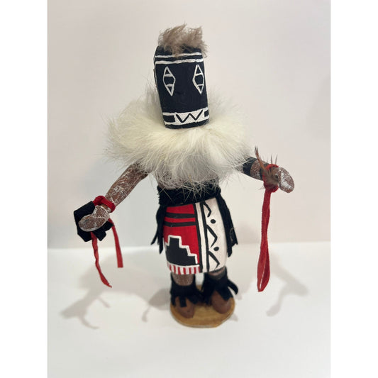 Vtg Navajo Kachina "Left Hand" Doll Signed by CC Carved By A Navajo 6 1/2" Copy Of Kachina History