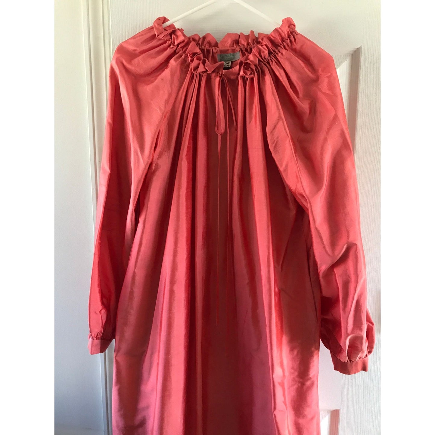 Vtg 1960's Becky Boutique Maxi Dress 100% Thai Silk Salmon One Size Naples FL Made In Thailand