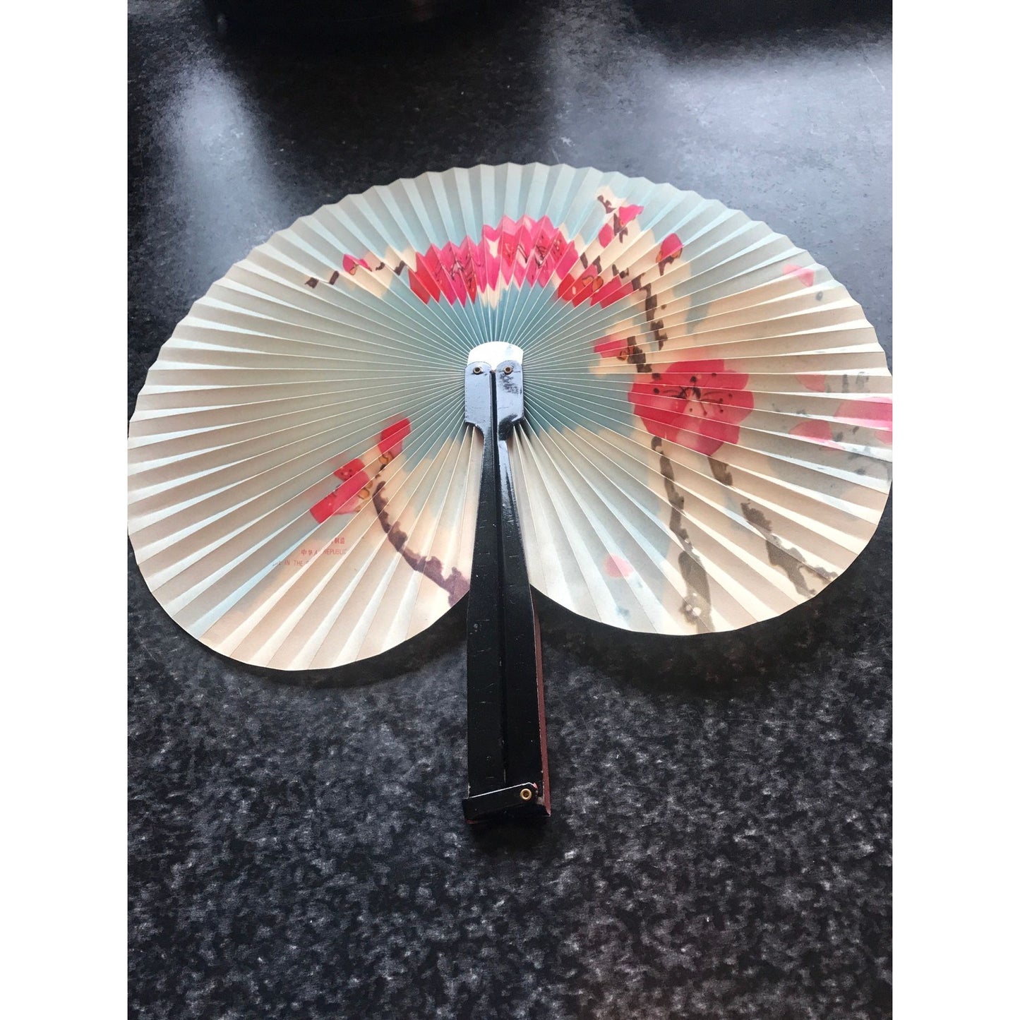 Vintage Hand Fan Cherry Blossoms Paper Folding Hand Fan Made In The People's Republic Of China