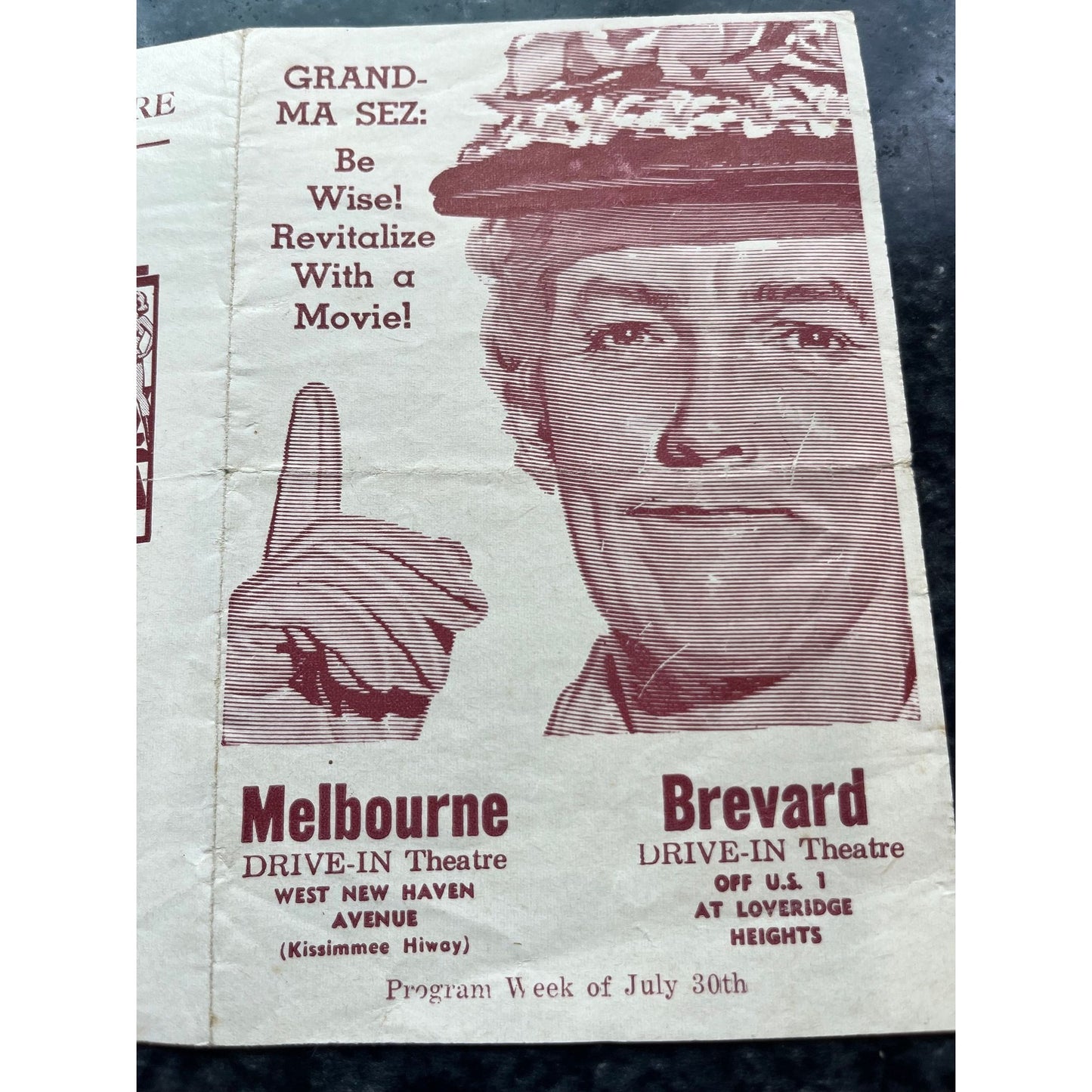 Vtg July 30 1967's Melbourne & Brevard Drive In Movie Theater Florida Advertisement Shane The Reluctant Astronaut The Swinger c