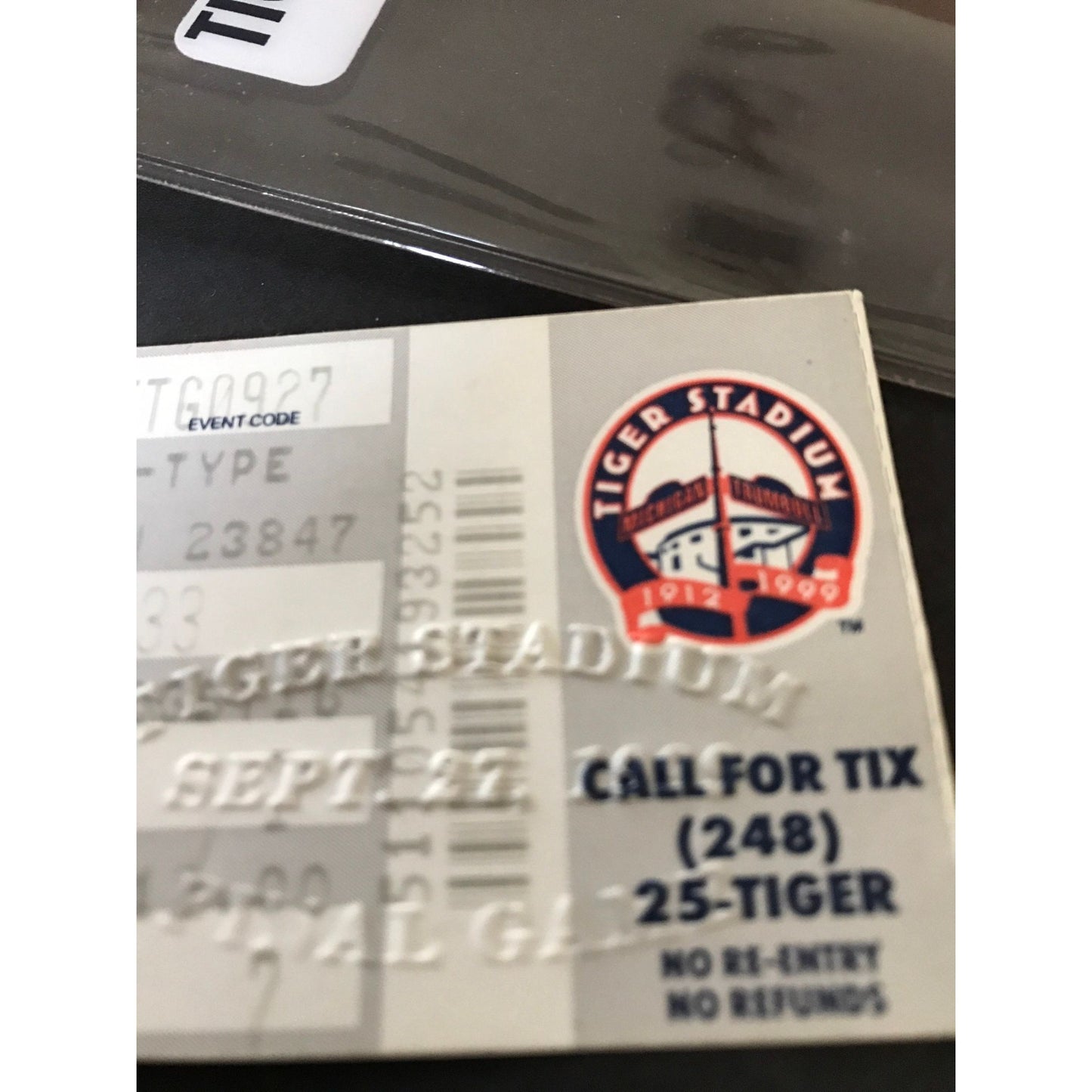 Vtg Tiger Stadium Final Game Embossed Ticket Lanyard & Ticket Credential Holder September 27, 1999