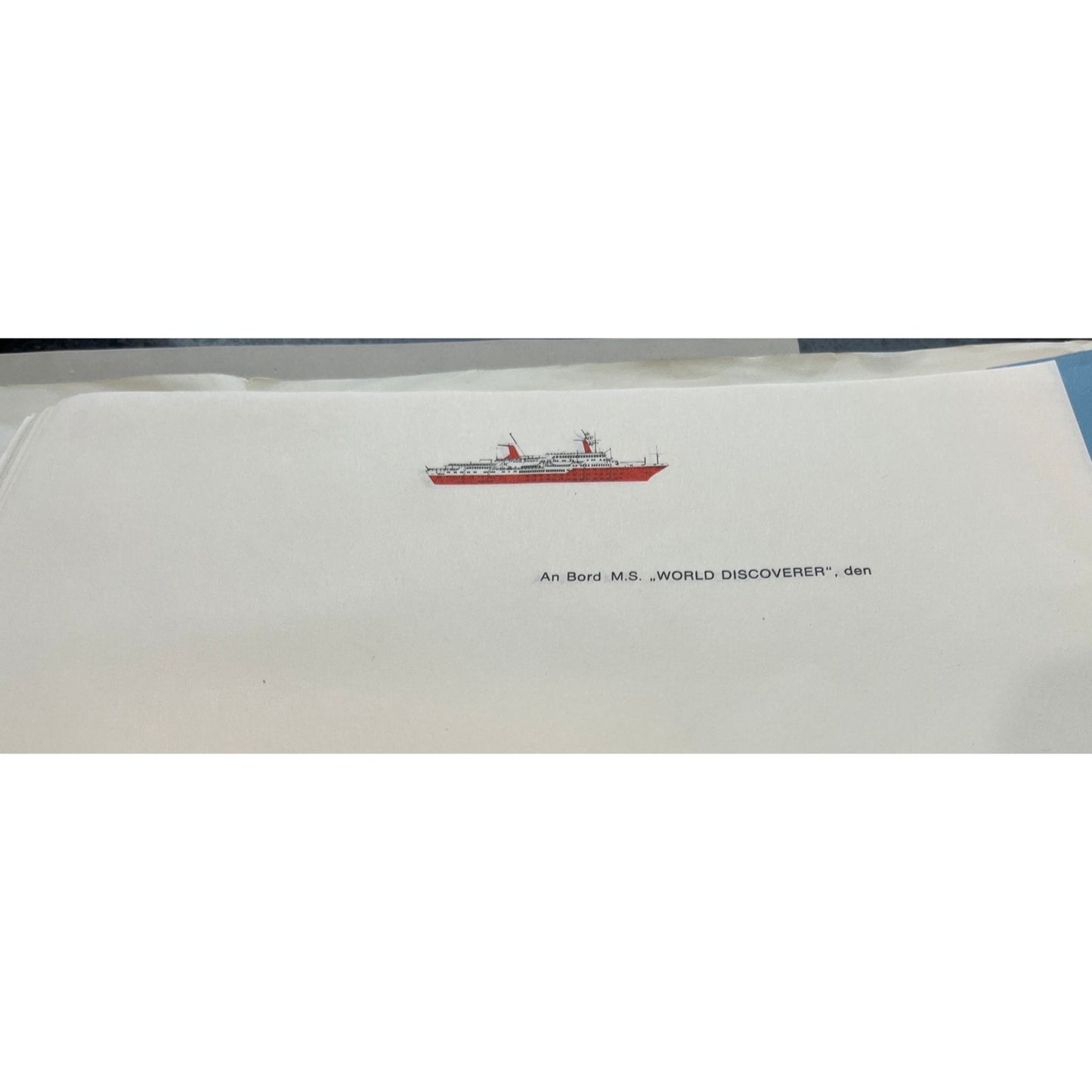 Vintage 1990's M. S. World Discoverer Cruise Ship Welcome Aboard Package With Stationery & Envelops