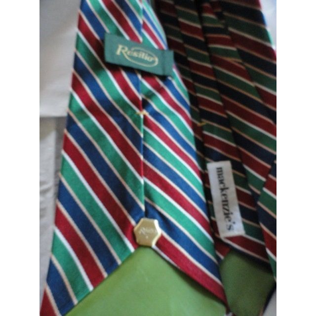 Vintage Men’s Resilio All Silk Striped Tie Mackenzie’s Men’s Clothing Store Red Blue Green Gold