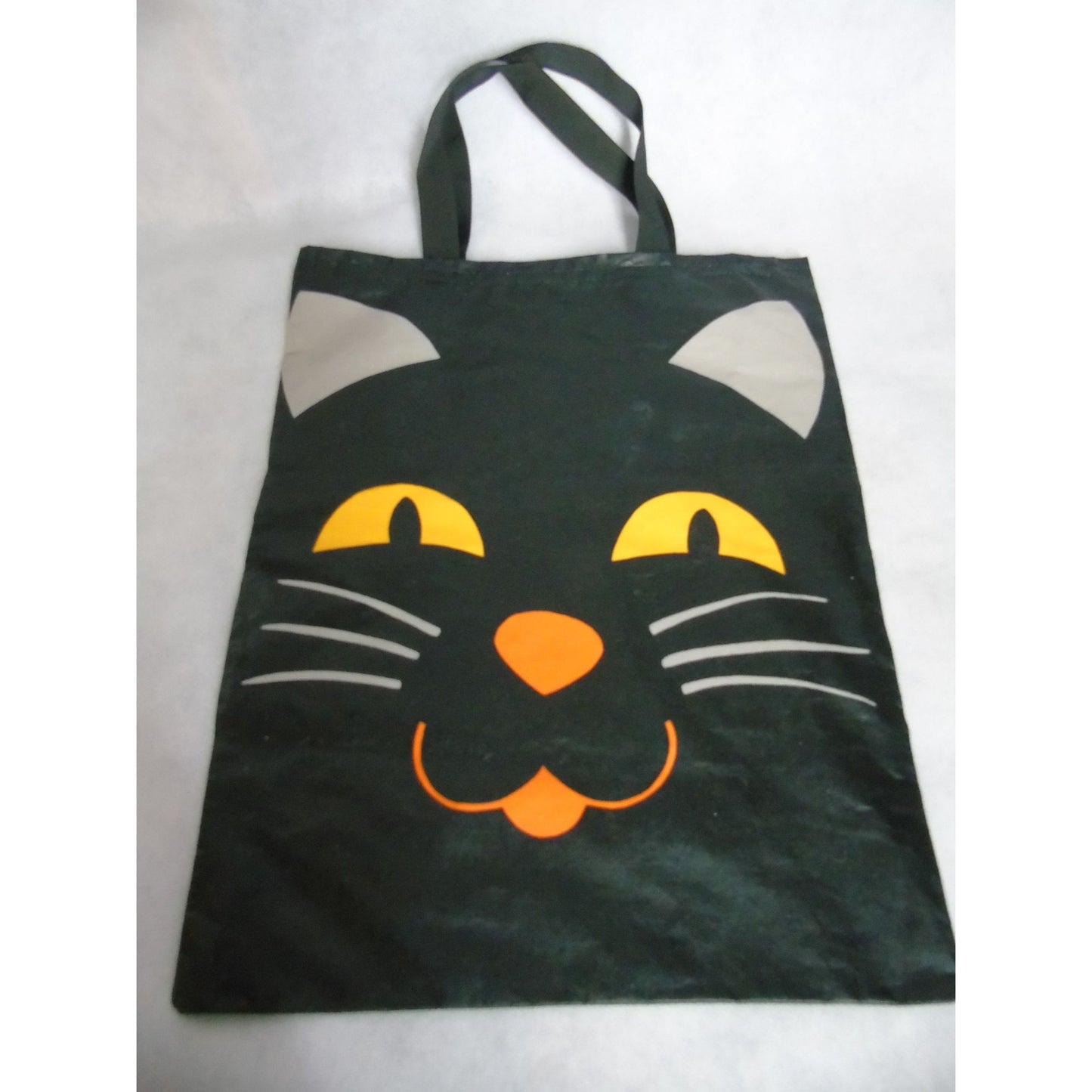 Vintage 1980's Hallmark Cards Halloween Black Cat Bag Purse Black Handles Trick Or Treat