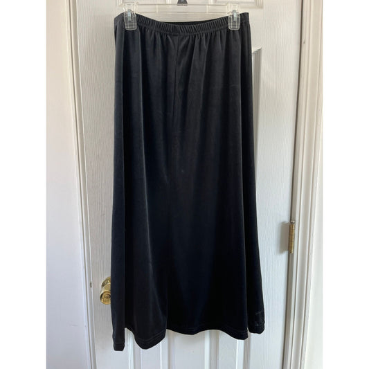 Vintage 1980's Women's Black Herman Geist Classic Maxi Skirt Elastic Waistband Size L