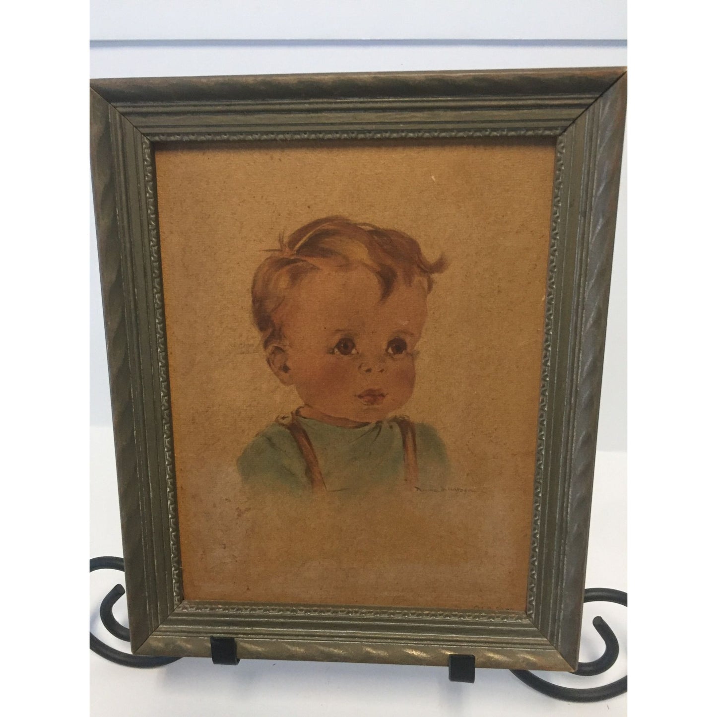 Vtg Anne Allaben Farrell "Butch" Framed Print With Original Frame And Label On The Back