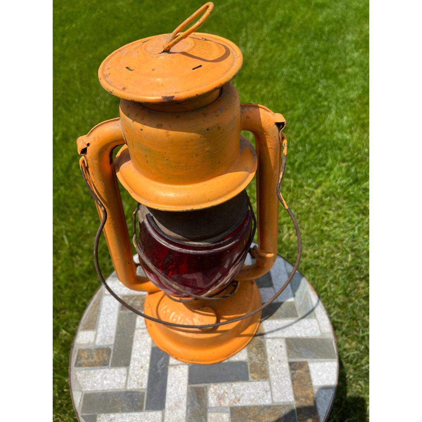 Antique Barn Warning Wedgeway Morley Bros Saginaw Michigan Red Globe Yellow Lantern Railroad No. 6160