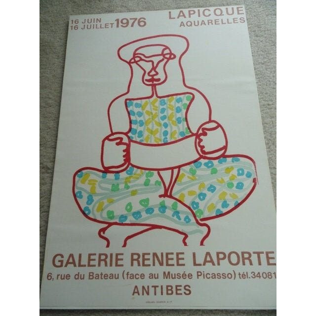 Vintage Galerie Renee LAPORTE LAPICQUE AQUARELLES Poster Antibes France 1976 Gallery