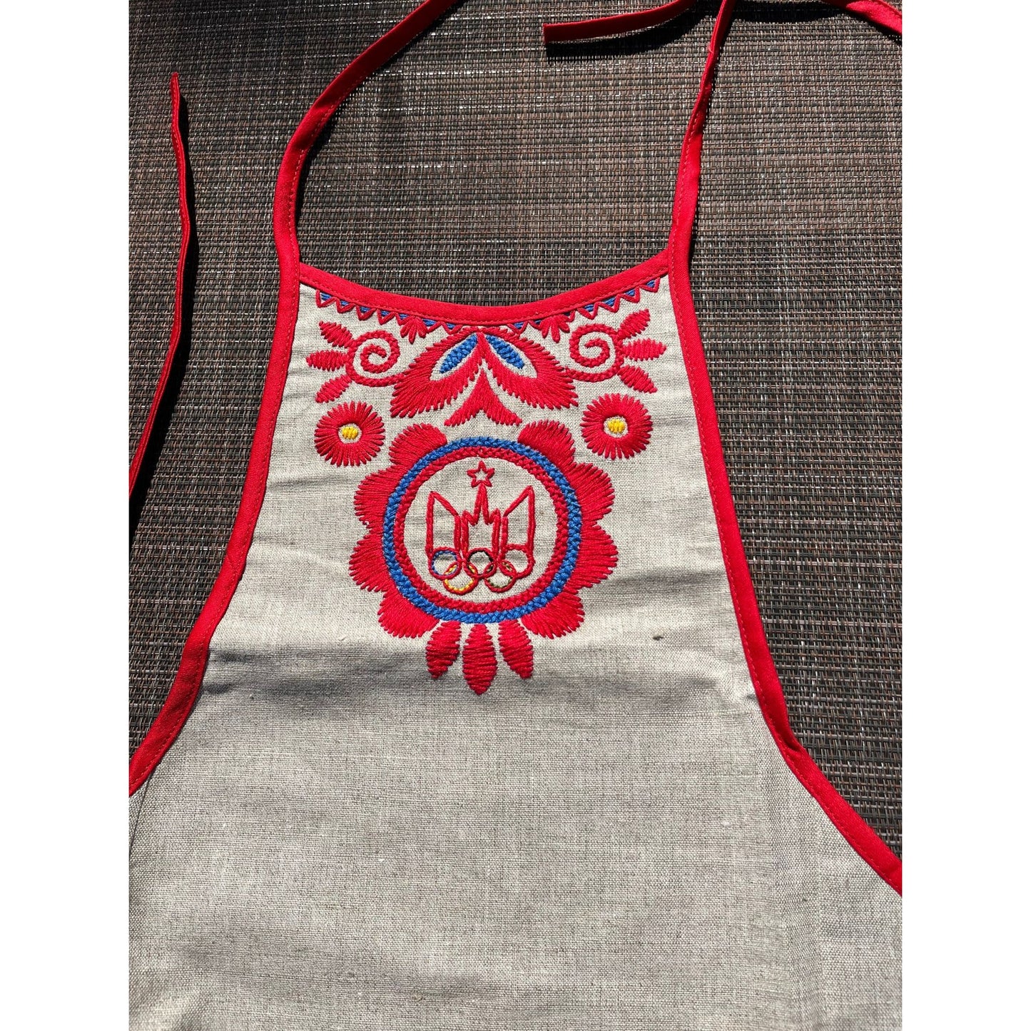 Vintage 1980 Moscow Olympic Apron Embroidery Original NWT Made At The Factory Of N. K. Krupskaya, Russia