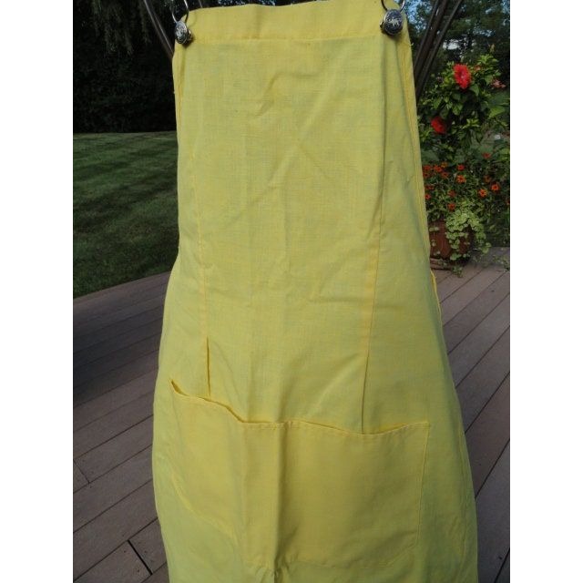 Vintage 1960's Dress Smock Apron Yellow "In Good Company" San Francisco Straps With Clasp