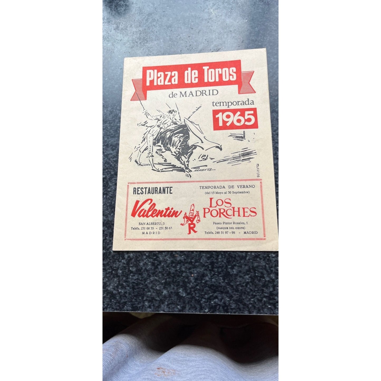 Vintage 1965 Original Pamphlet Plaza de Toros Madrid Bullfight Ring 7 Pages