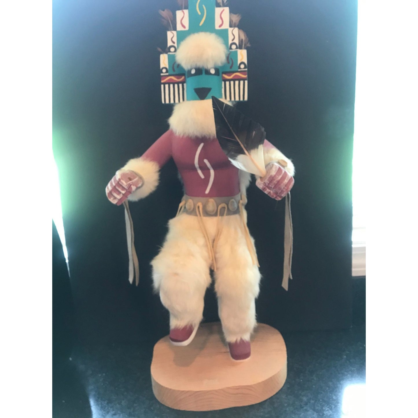 Vtg Navajo Kachina Large Doll HEMIS Signed by Artist C. W. Tom 23" Tall Hopi Hemis Carved By A Navajo