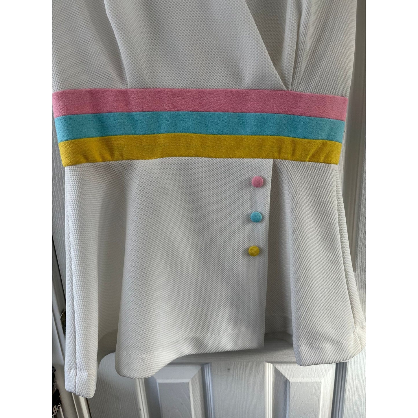 Vtg 1970's Tennis Dress & Panties By Saks Fifth Avenue Active Sportswear Size 14 White With Pink Blue Yellow NWT