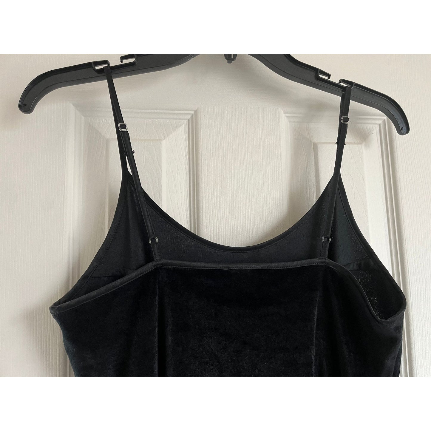 Vintage Jones New York Little Black Dress Adjustable Spaghetti Straps Velveteen Fabric Small