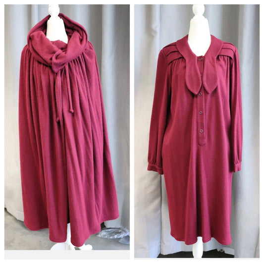 Vtg Deep Red Wool 1960s Valentino Boutique Set Includes Dress, Cape, And Turban Authentic Vintage Valentino Made In France