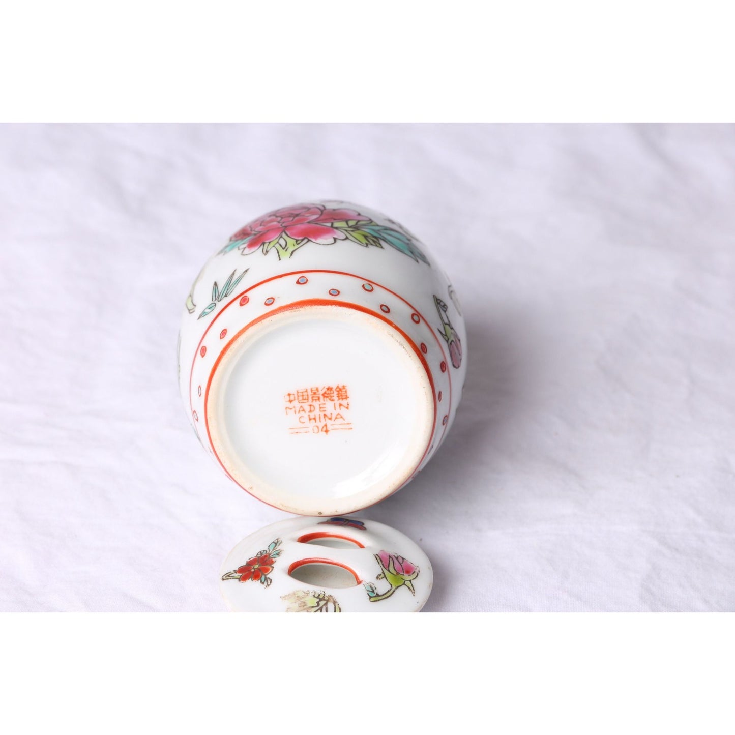 Vintage Miniature Chinese Garden Stool Miniature Chinese Jar With Lid Made In China 2 1/2"