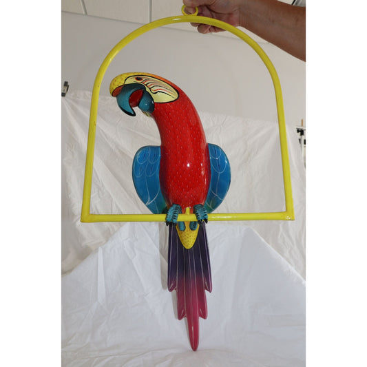 Vtg 1973 Large Sergio Bustamante Style Parrot On Yellow Perch Tlaquepaque Mexico 23"