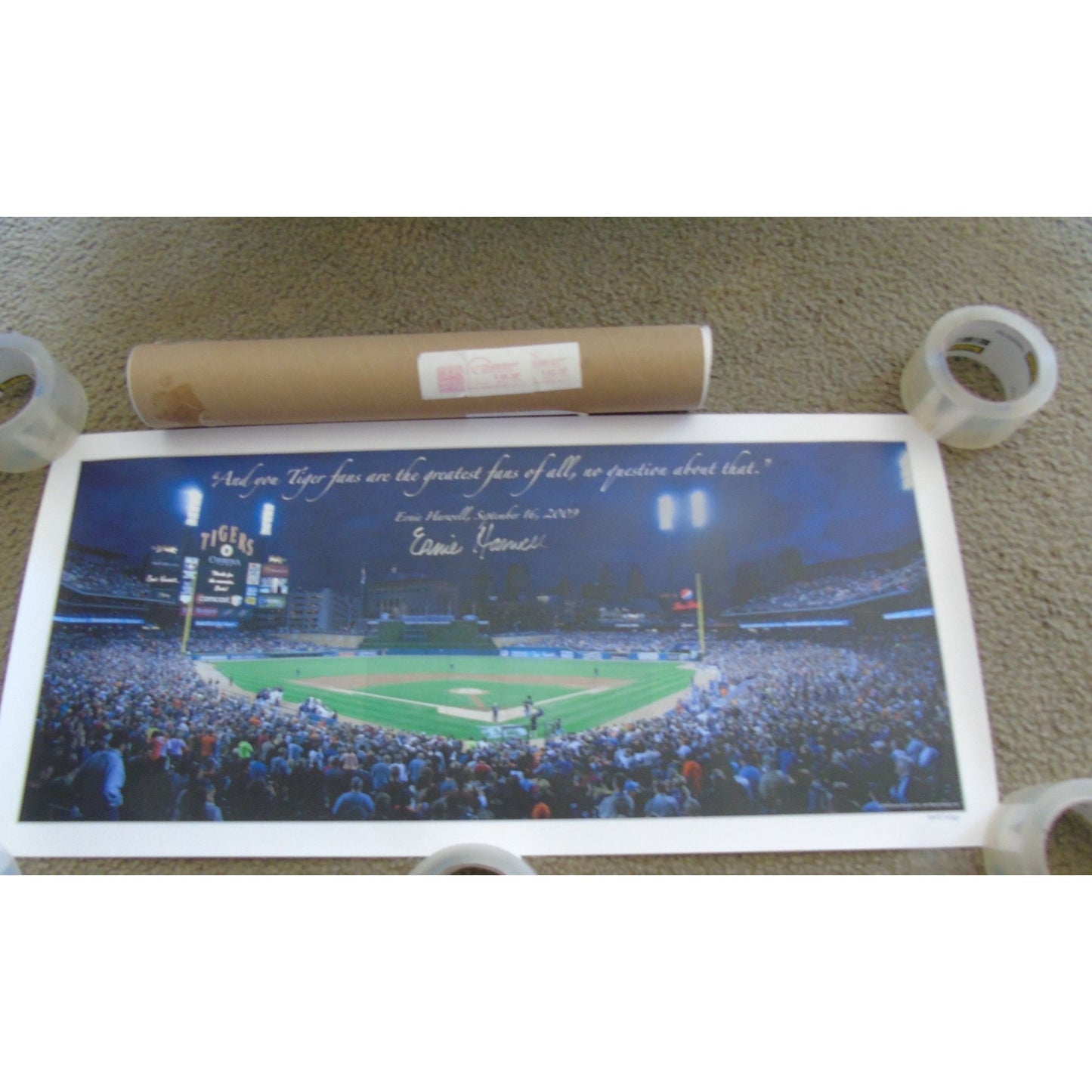 Ernie Harwell 2009 Farewell Hand Signed Poster 247/1500 Detroit Tigers Announcer Comerica Park Baseball