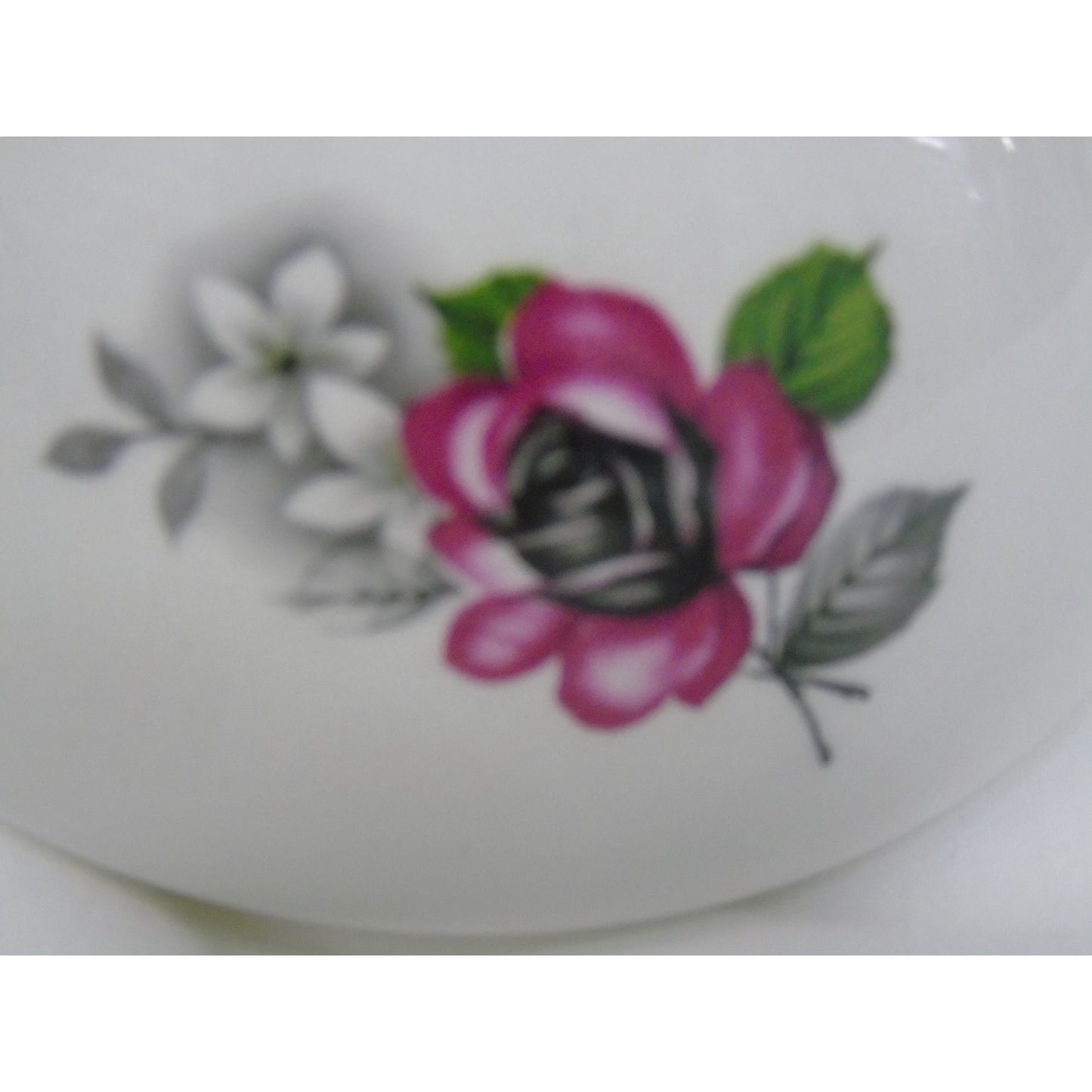 Vintage Gibsons Teapot Staffordshire England White with Gold Trim Pink & Black Roses White Flowers