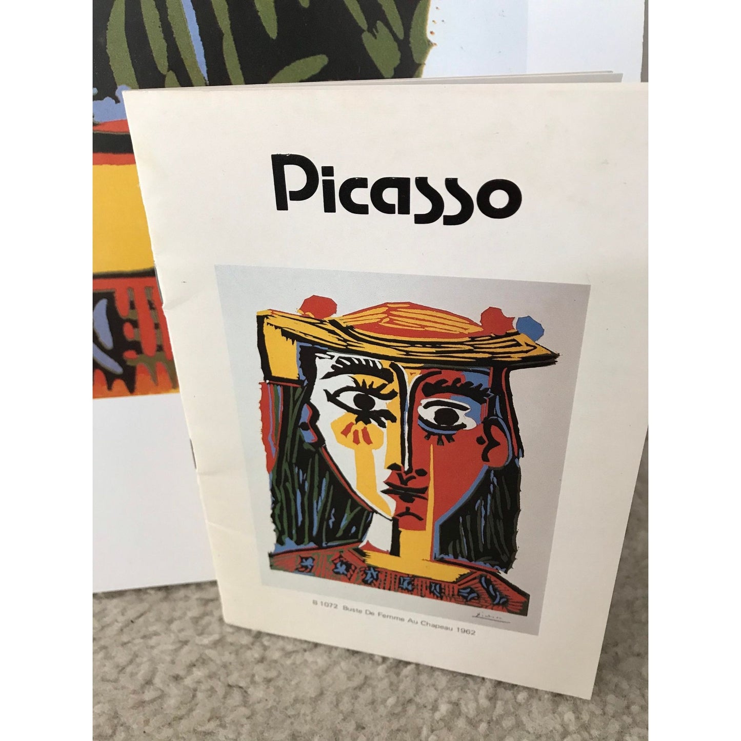 Vintage B 1072 Picasso Print Buste De Femme Au Chapeau 1962 & Art Booklet PICASSO