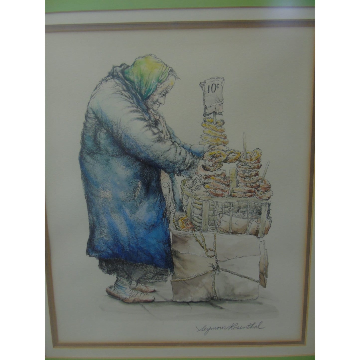 New York City Artist Seymour Rosenthal (1921-2007) “The Pretzel Lady”  Signed in Pencil