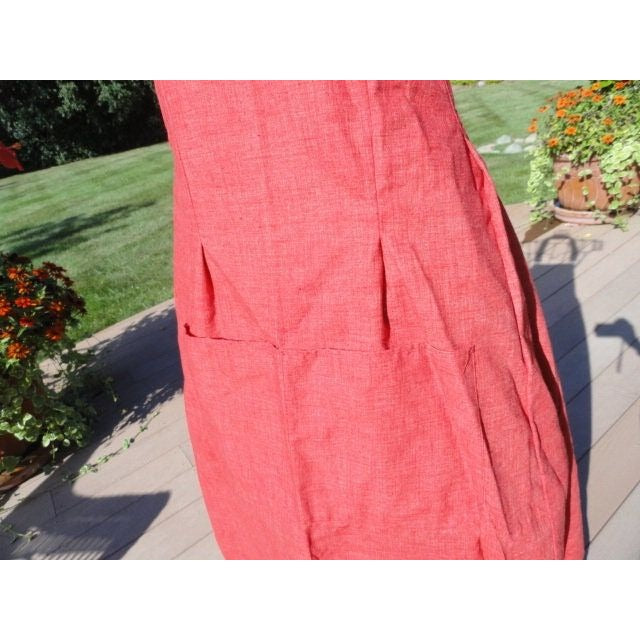 Vintage 1960's Red Dress Smock Apron "In Good Company" San Francisco Straps With Clasp Size Large