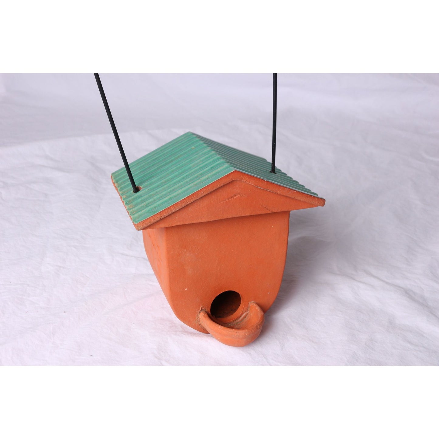 Vtg 1980's Handmade Ceramic Bird House Studio Art Fine Pottery Unique Bird House With Roof Signed By Artist