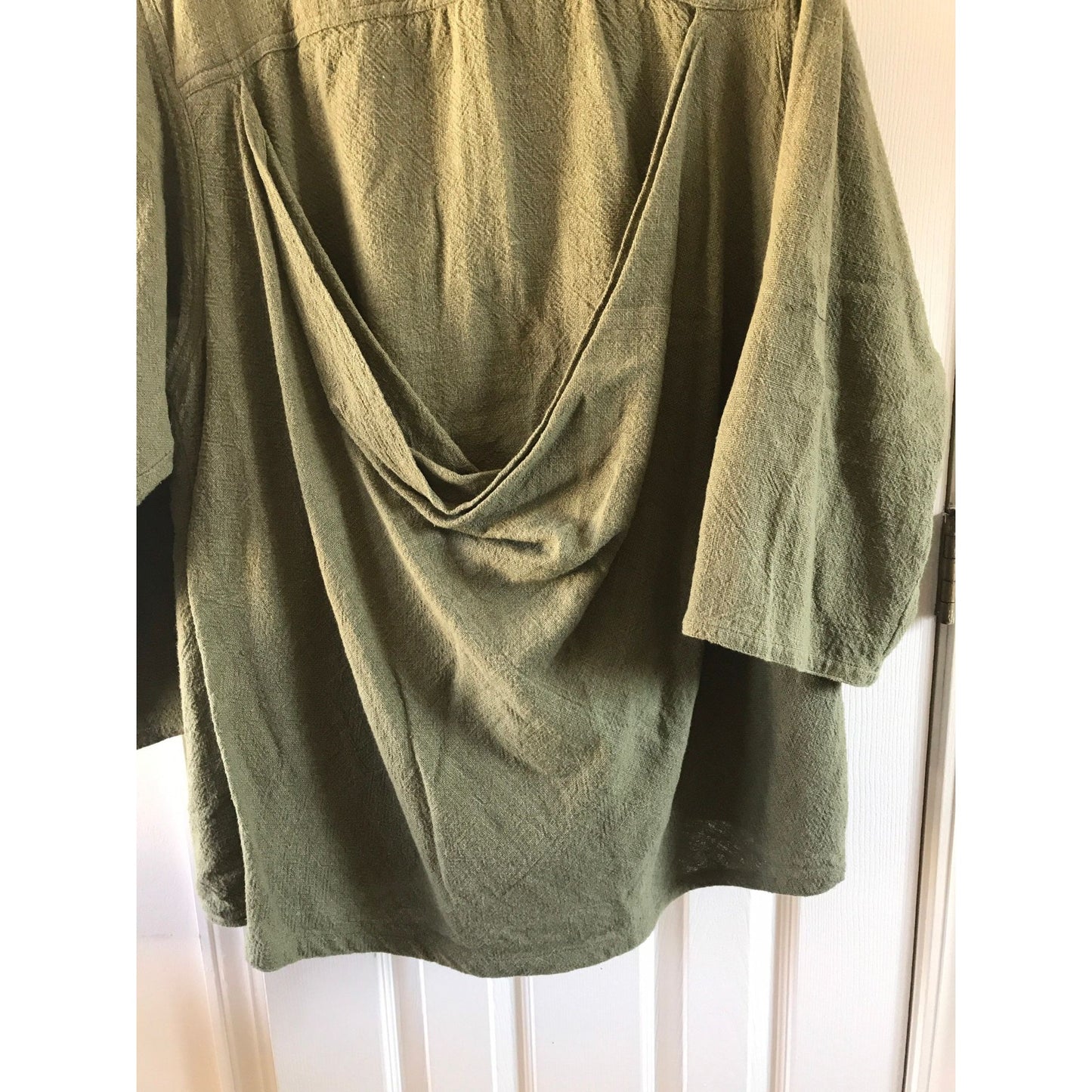 Vtg 1970's Sangam Imports Moss Green Top & Matching Jacket Made In India Size L 100% Cotton