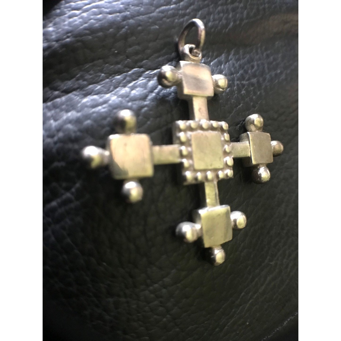 Vtg Silver Tone Crucifix Mediterranean Cross Pendant Handmade In Greece Religious Art 12 Grams