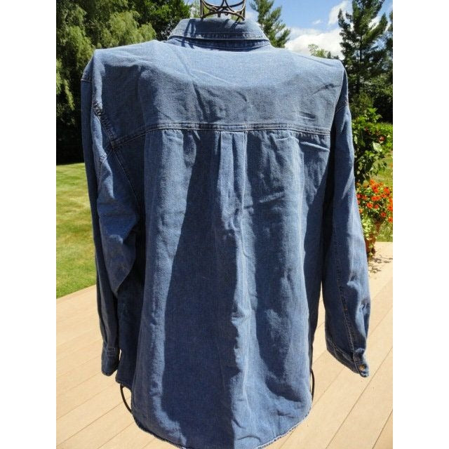 Vintage Men’s Jeep Since 1941 Denim  Long Sleeve Shirt Large Made in Hong Kong