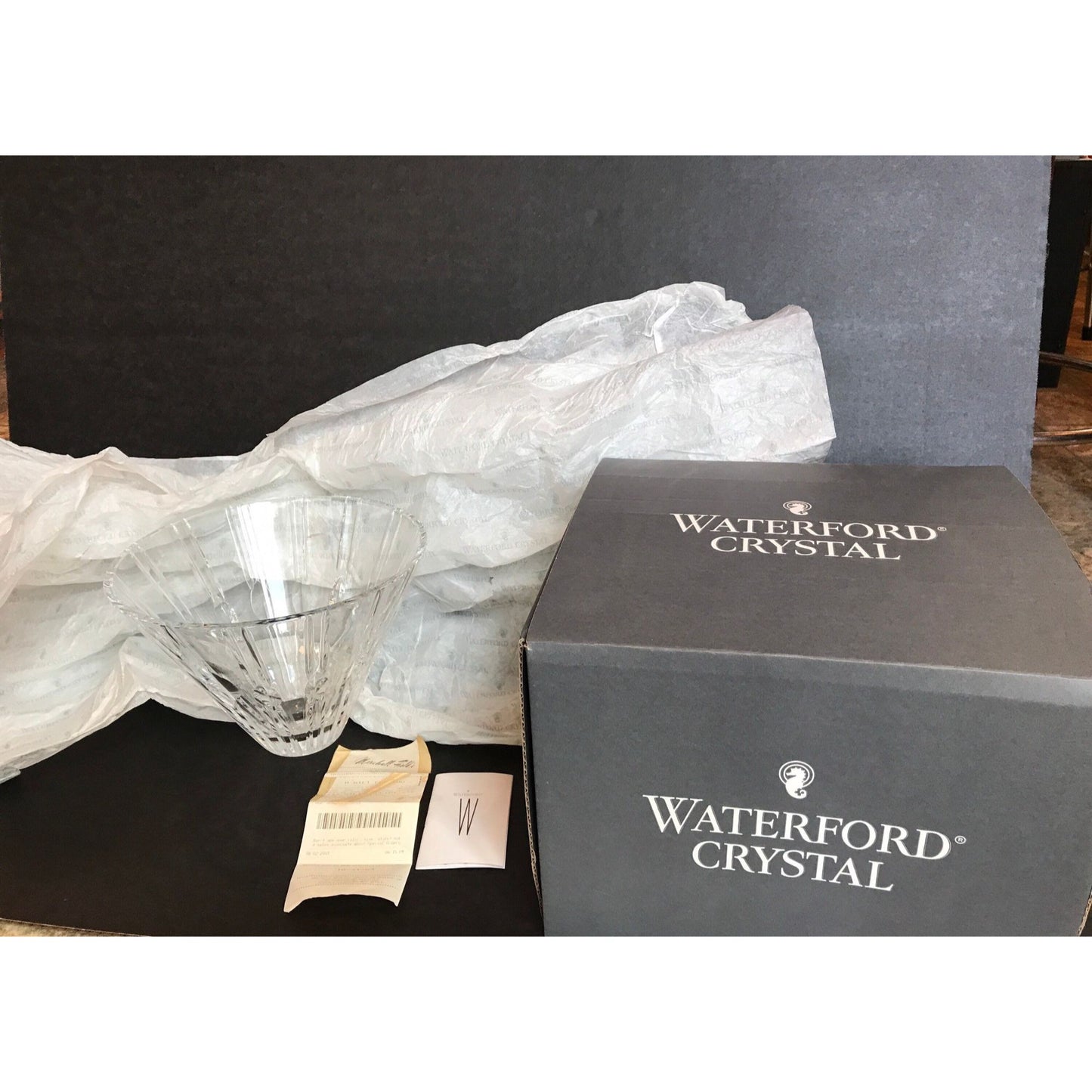 Vtg Waterford Meridian 9" Bowl NIB Discontinued 2007 Original Box Pamphlet Tissue Paper & Gift Receipt