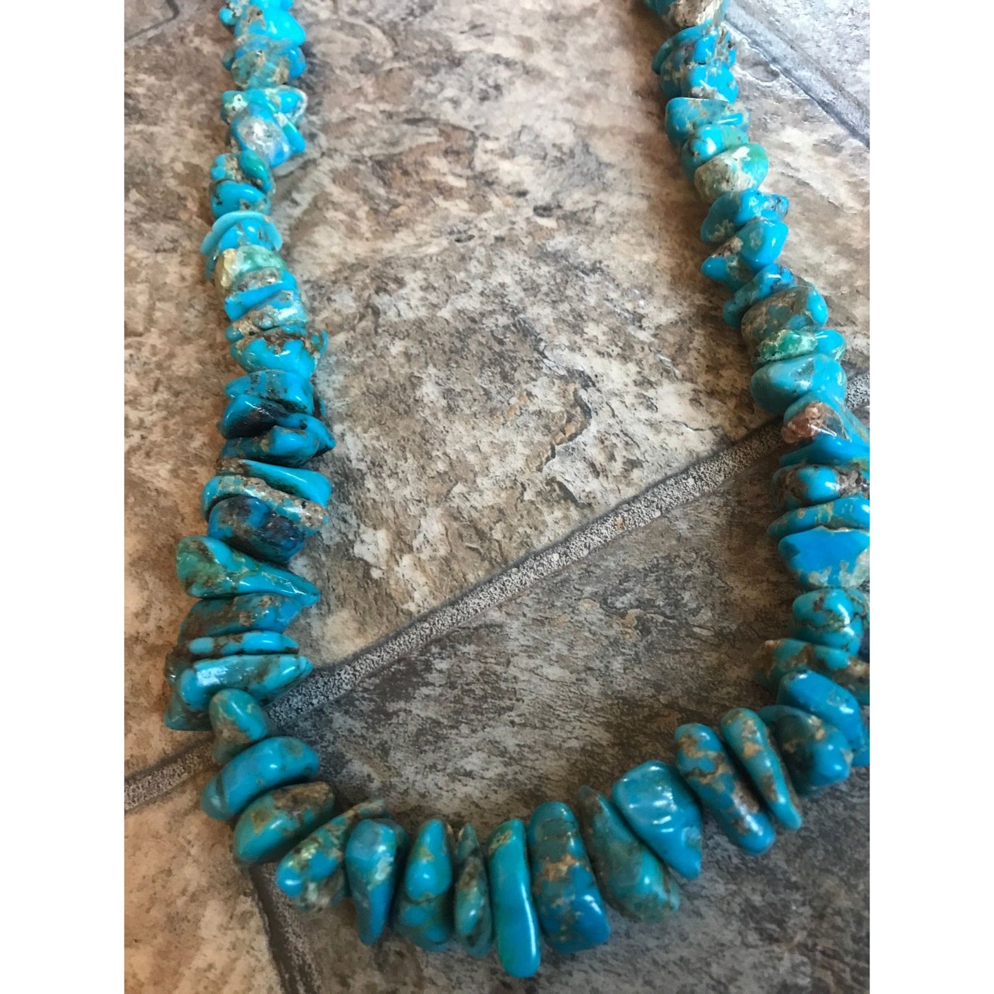 Vintage Graduated Turquoise Endless Nugget Necklace 35" Length 109 Stones No Closure