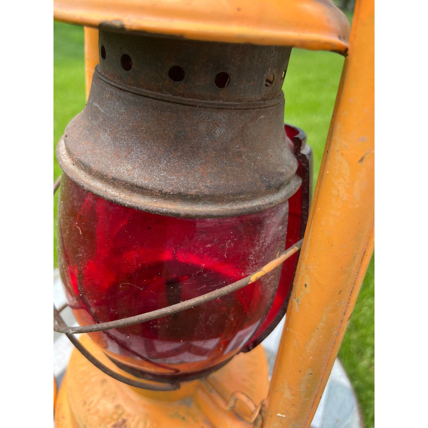 Antique Barn Warning Wedgeway Morley Bros Saginaw Michigan Red Globe Yellow Lantern Railroad No. 6160