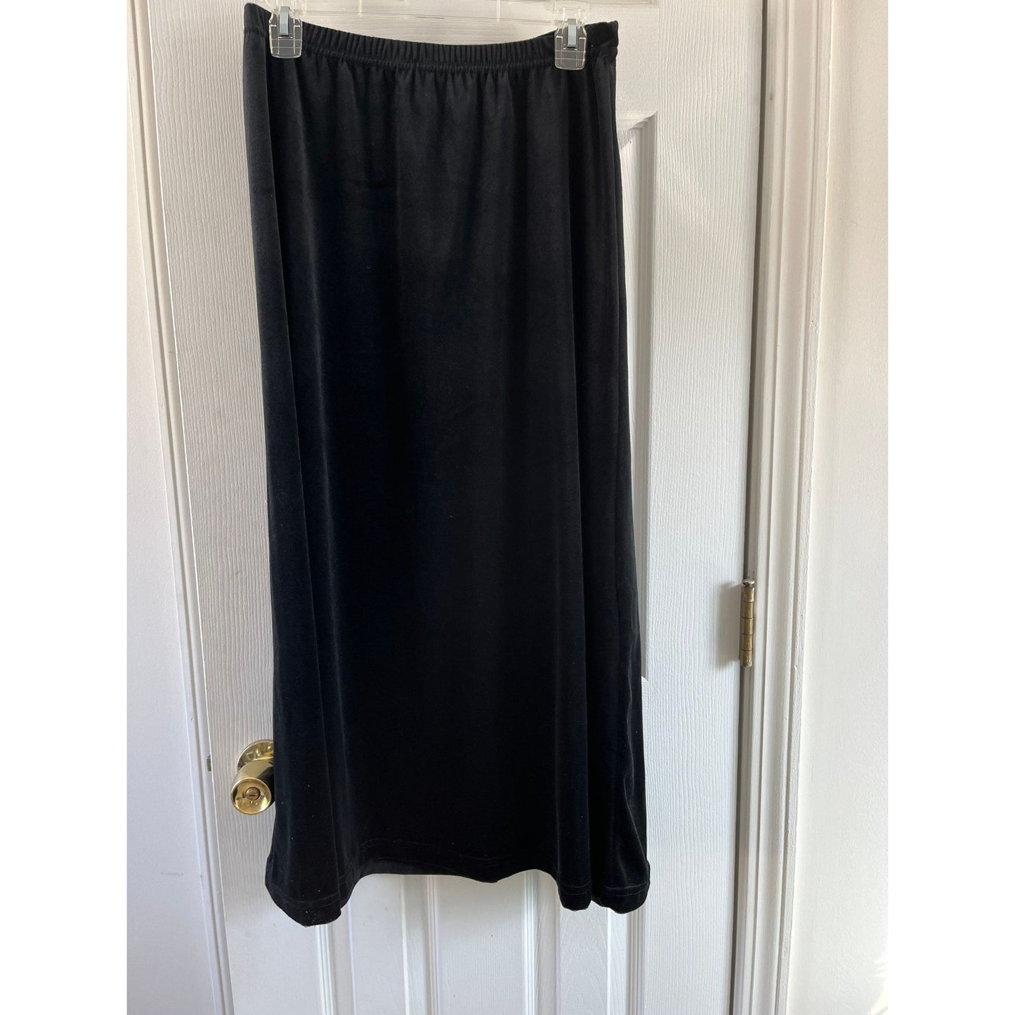 Vintage 1980's Women's Black Herman Geist Classic Maxi Skirt Elastic Waistband Size L