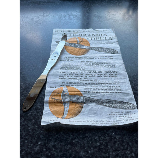 Vtg 1966 Copy Of Original Paper Work The "DELTA" Orange Peeler Made In France Leresche Saint-Julien-du-Sault